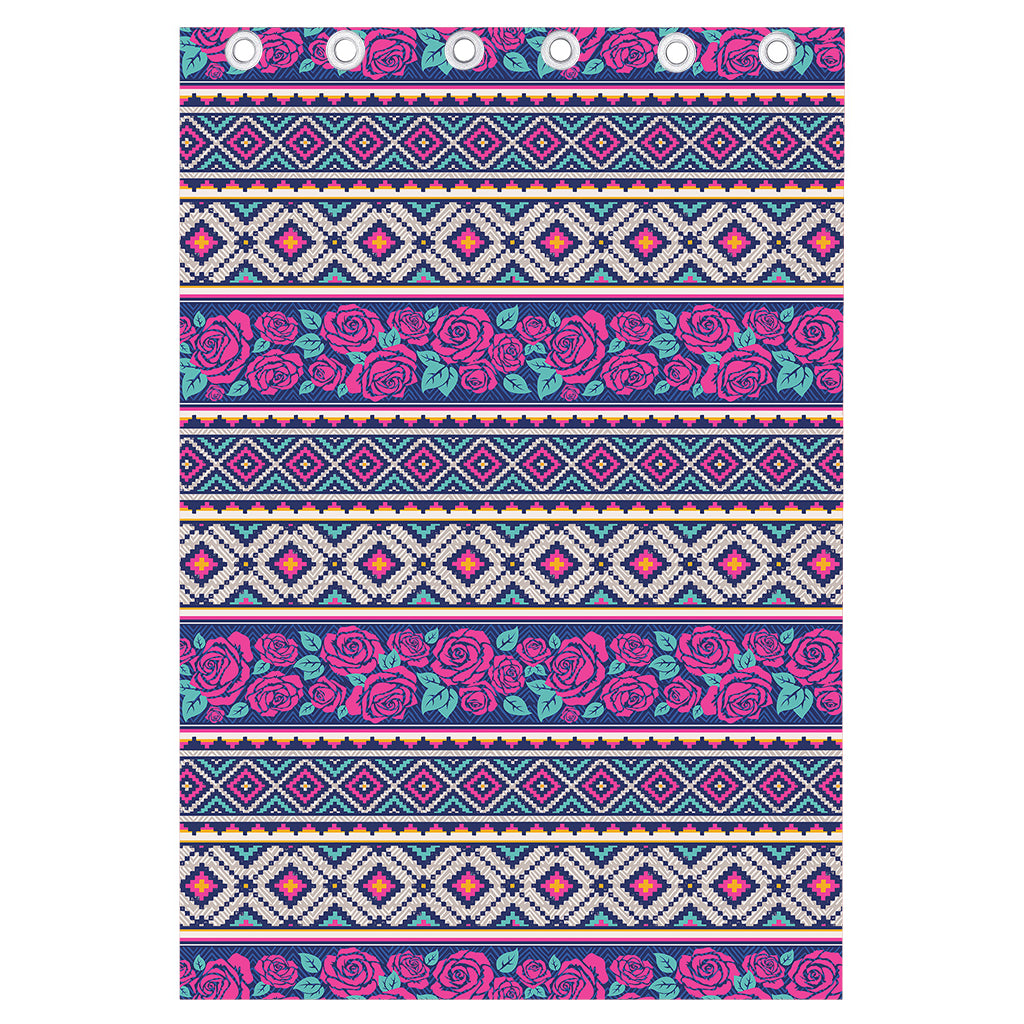 Native Tribal Ethnic Rose Pattern Print Curtain