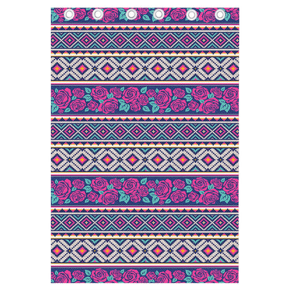 Native Tribal Ethnic Rose Pattern Print Curtain