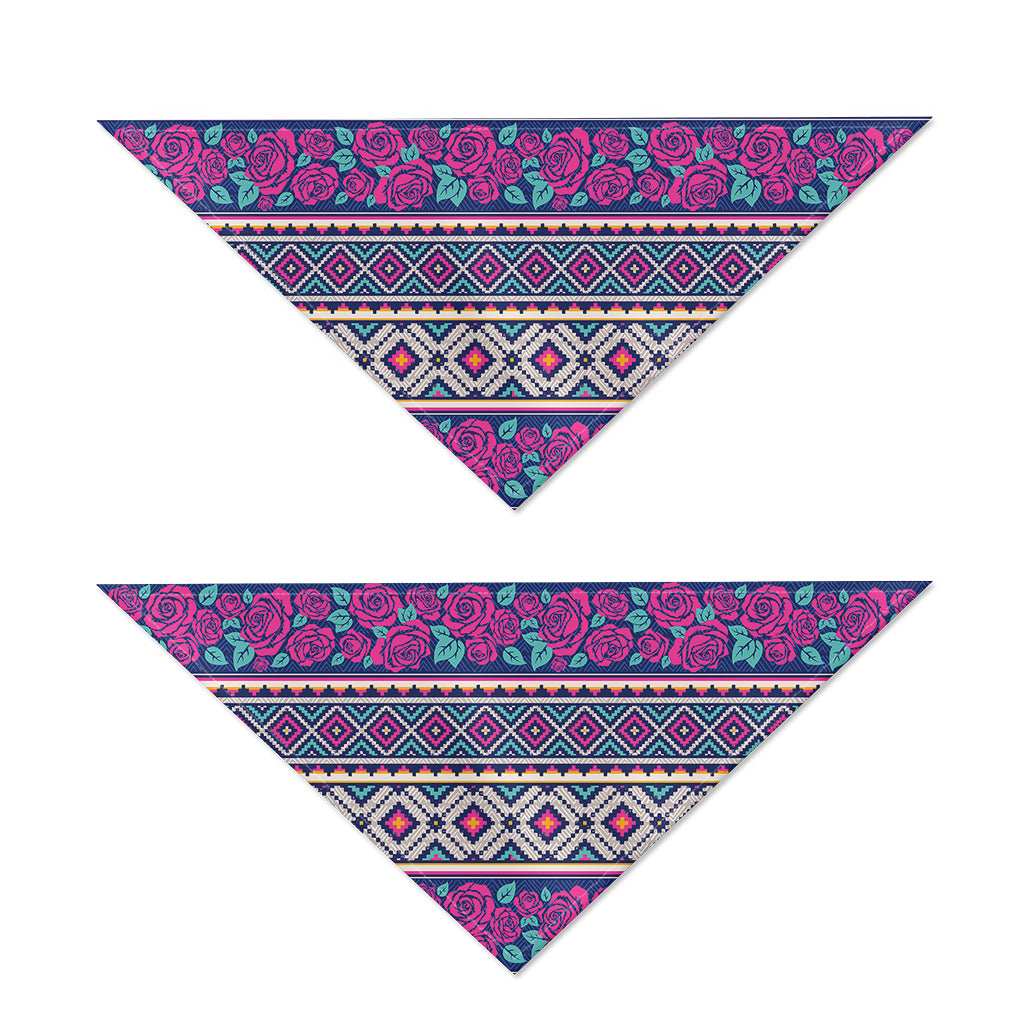 Native Tribal Ethnic Rose Pattern Print Dog Bandana