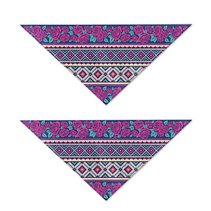 Native Tribal Ethnic Rose Pattern Print Dog Bandana