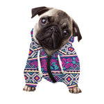 Native Tribal Ethnic Rose Pattern Print Dog Zip Up Hoodie