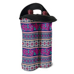 Native Tribal Ethnic Rose Pattern Print Double Neoprene Wine Tote