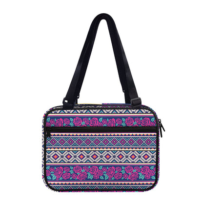 Native Tribal Ethnic Rose Pattern Print Double Strap Bible Bag