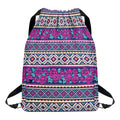 Native Tribal Ethnic Rose Pattern Print Drawstring Backpack
