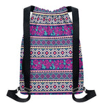 Native Tribal Ethnic Rose Pattern Print Drawstring Backpack