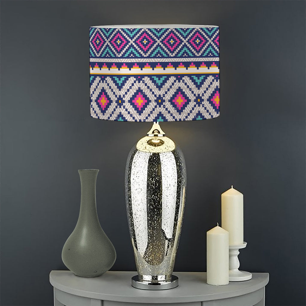 Native Tribal Ethnic Rose Pattern Print Drum Lamp Shade