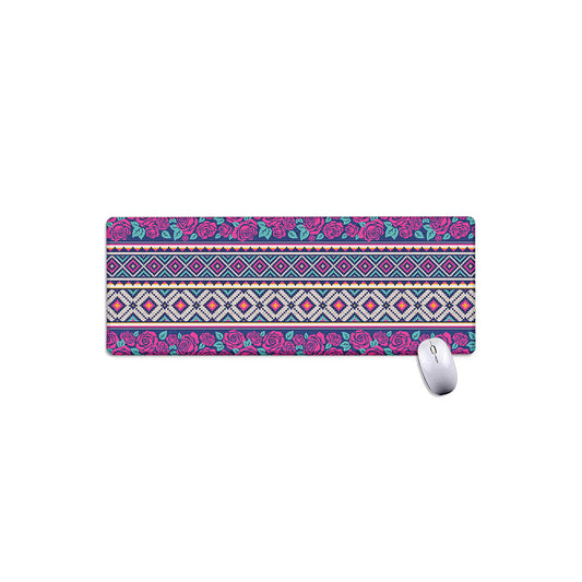 Native Tribal Ethnic Rose Pattern Print Extended Mouse Pad