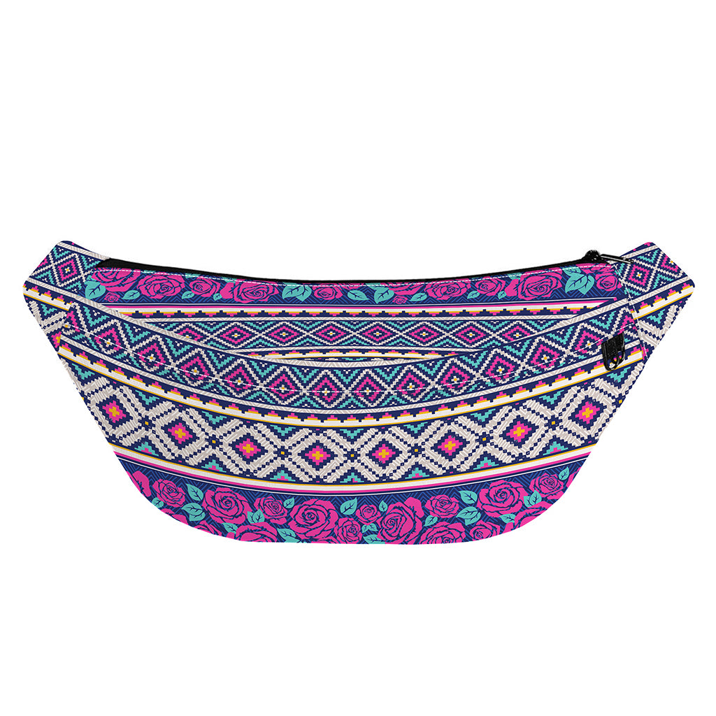 Native Tribal Ethnic Rose Pattern Print Fanny Pack