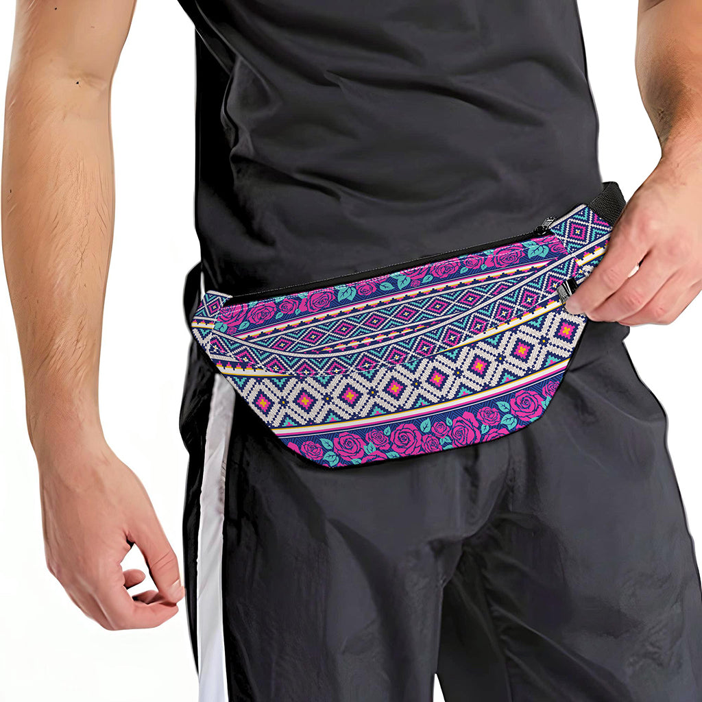 Native Tribal Ethnic Rose Pattern Print Fanny Pack