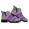 Native Tribal Ethnic Rose Pattern Print Flat Ankle Boots