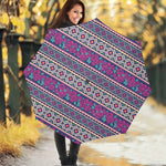 Native Tribal Ethnic Rose Pattern Print Foldable Umbrella