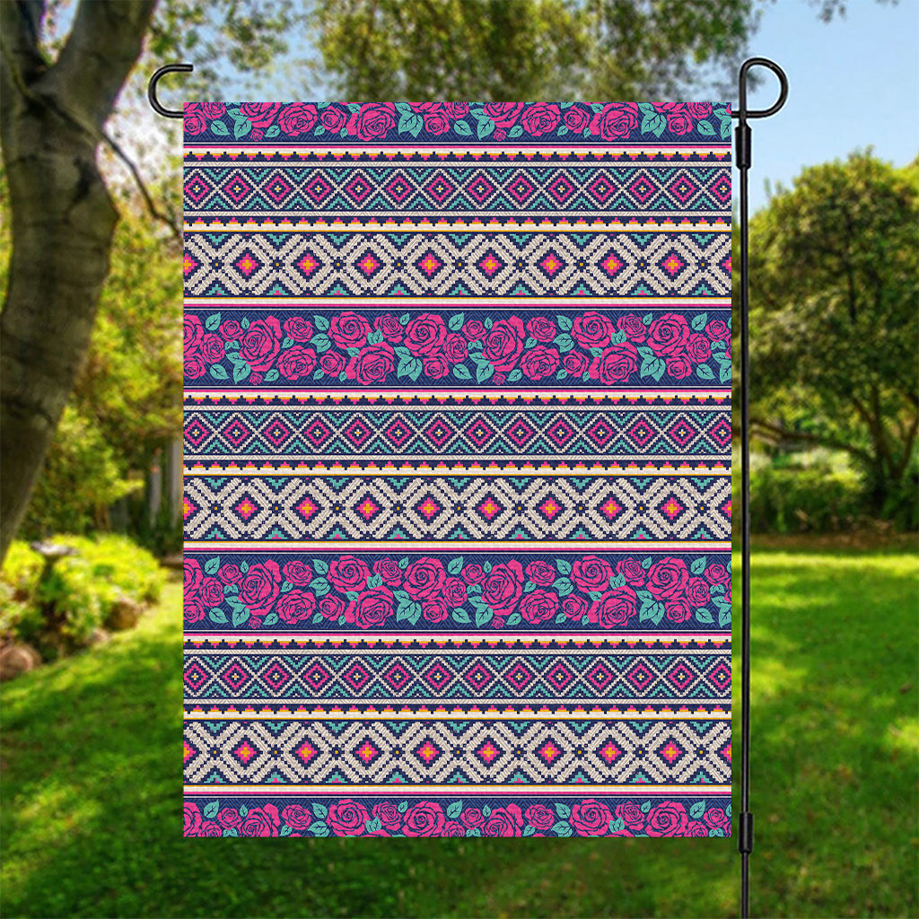 Native Tribal Ethnic Rose Pattern Print Garden Flag