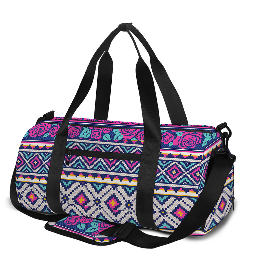 Native Tribal Ethnic Rose Pattern Print Gym Bag