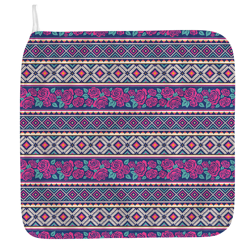 Native Tribal Ethnic Rose Pattern Print Hand Towel