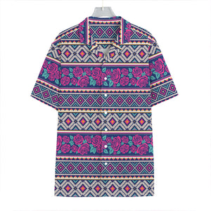 Native Tribal Ethnic Rose Pattern Print Hawaiian Shirt