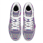 Native Tribal Ethnic Rose Pattern Print High Top Leather Sneakers