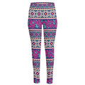 Native Tribal Ethnic Rose Pattern Print High-Waisted Pocket Leggings