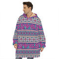 Native Tribal Ethnic Rose Pattern Print Hoodie Blanket