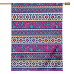 Native Tribal Ethnic Rose Pattern Print House Flag