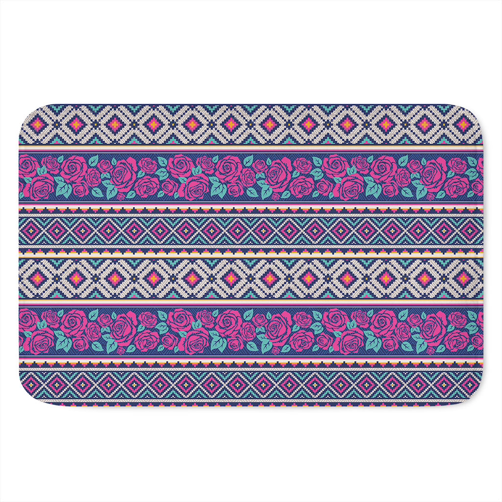 Native Tribal Ethnic Rose Pattern Print Indoor Door Mat