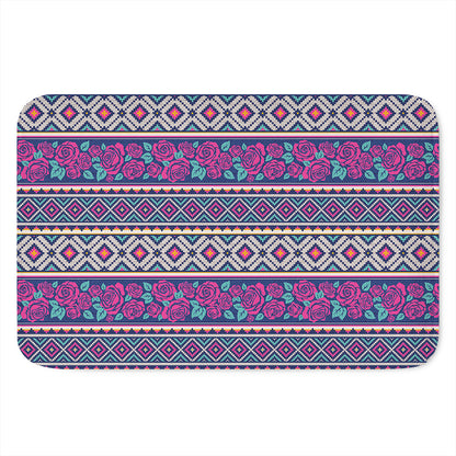 Native Tribal Ethnic Rose Pattern Print Indoor Door Mat