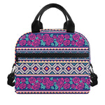 Native Tribal Ethnic Rose Pattern Print Insulated Lunch Bag