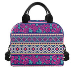 Native Tribal Ethnic Rose Pattern Print Insulated Lunch Bag