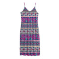 Native Tribal Ethnic Rose Pattern Print Jersey Midi Cami Dress