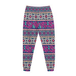 Native Tribal Ethnic Rose Pattern Print Jogger Pants