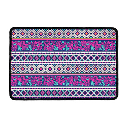 Native Tribal Ethnic Rose Pattern Print Kitchen Mat
