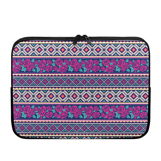 Native Tribal Ethnic Rose Pattern Print Laptop Sleeve