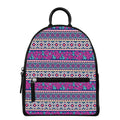 Native Tribal Ethnic Rose Pattern Print Leather Backpack