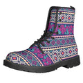 Native Tribal Ethnic Rose Pattern Print Lace-Up Boots