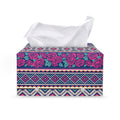Native Tribal Ethnic Rose Pattern Print Leather Tissue Box Cover