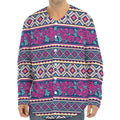 Native Tribal Ethnic Rose Pattern Print Long Sleeve Baseball Jersey