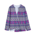 Native Tribal Ethnic Rose Pattern Print Long Sleeve Short Coat