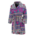 Native Tribal Ethnic Rose Pattern Print Men's Bathrobe