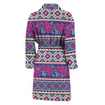 Native Tribal Ethnic Rose Pattern Print Men's Bathrobe