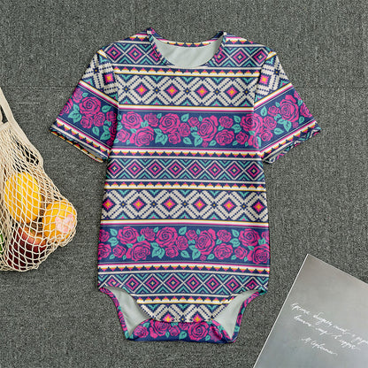 Native Tribal Ethnic Rose Pattern Print Men's Bodysuit