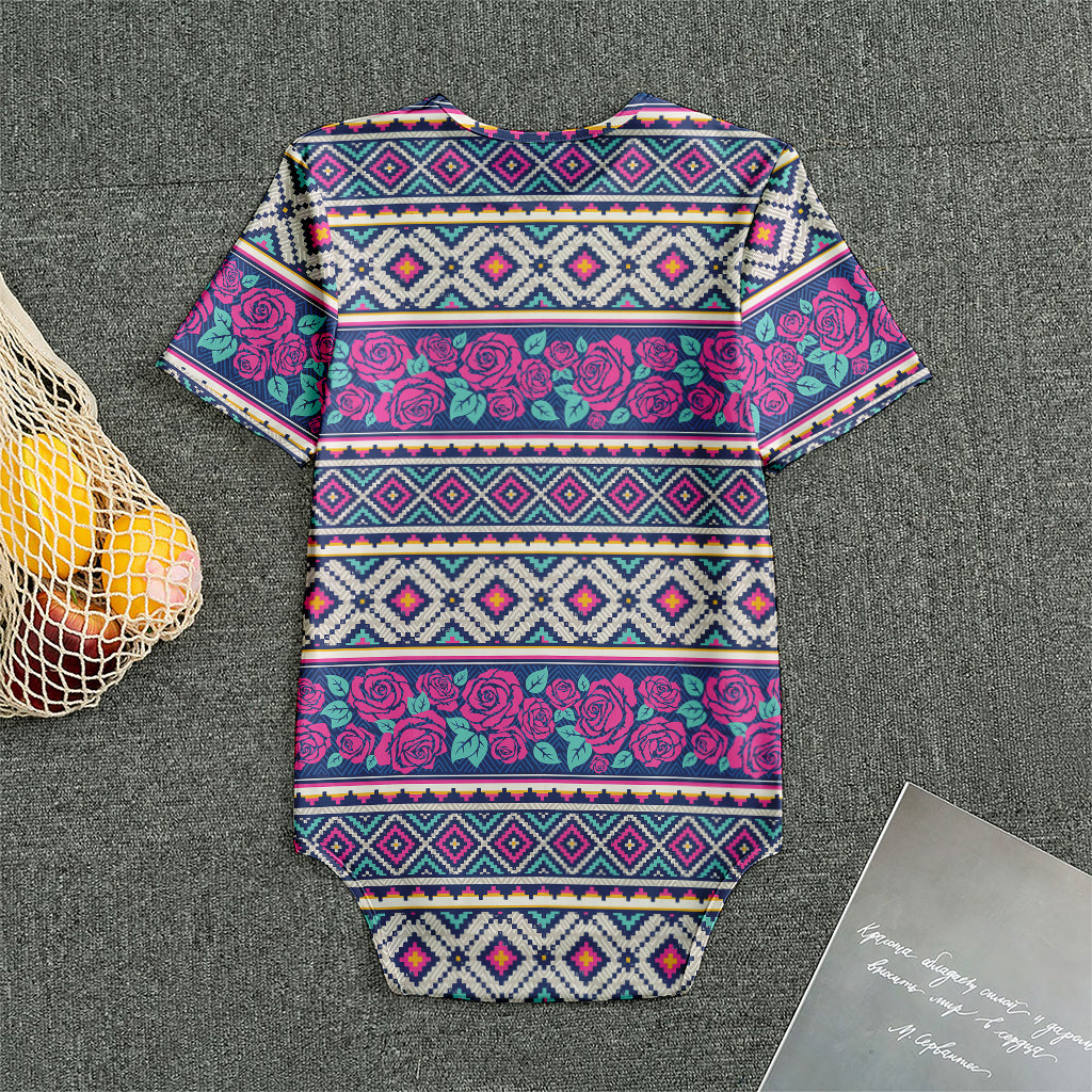 Native Tribal Ethnic Rose Pattern Print Men's Bodysuit