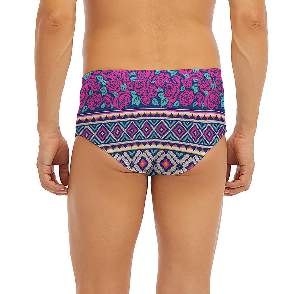 Native Tribal Ethnic Rose Pattern Print Men's Briefs