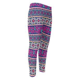 Native Tribal Ethnic Rose Pattern Print Men's Compression Pants