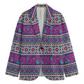 Native Tribal Ethnic Rose Pattern Print Men's Cotton Blazer