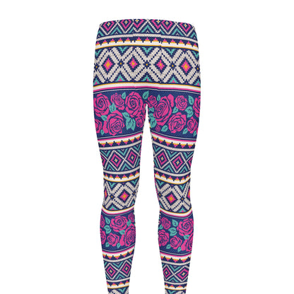 Native Tribal Ethnic Rose Pattern Print Men's leggings