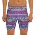 Native Tribal Ethnic Rose Pattern Print Men's Long Boxer Briefs