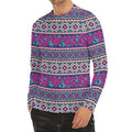Native Tribal Ethnic Rose Pattern Print Men's Long Sleeve Rash Guard