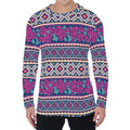 Native Tribal Ethnic Rose Pattern Print Men's Long Sleeve T-Shirt