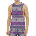 Native Tribal Ethnic Rose Pattern Print Men's Muscle Tank Top