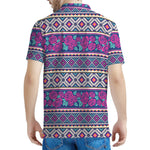 Native Tribal Ethnic Rose Pattern Print Men's Polo Shirt