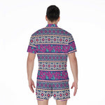 Native Tribal Ethnic Rose Pattern Print Men's Rompers